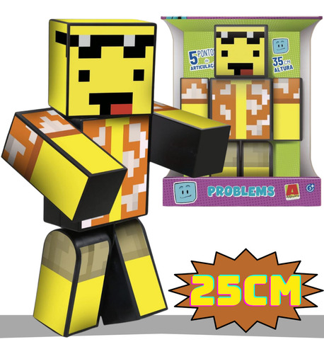 Boneco Minecraft Mel Problems Streamer 25 Cm Algazarra