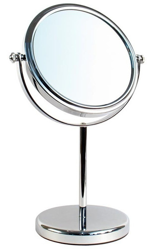 Espejo Para Maquillaje De Metal Aumento 5x 15cm C/pie E1251b