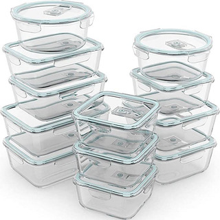 Set de 8 Recipientes para Alimentos Plástico Sin BPA Congelador Set de Recipientes Herméticos Apto para Lavavajilla Microondas Fiambreras 