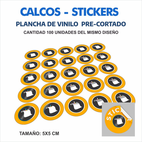 100 Stickers Rotulados 5x5 Cm.  Autoadhesivos Personalizado
