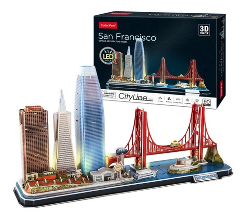 Imagen 2 de 4 de Puzzle 3d Con Luces Arquitectura Ciudad De San Francisco