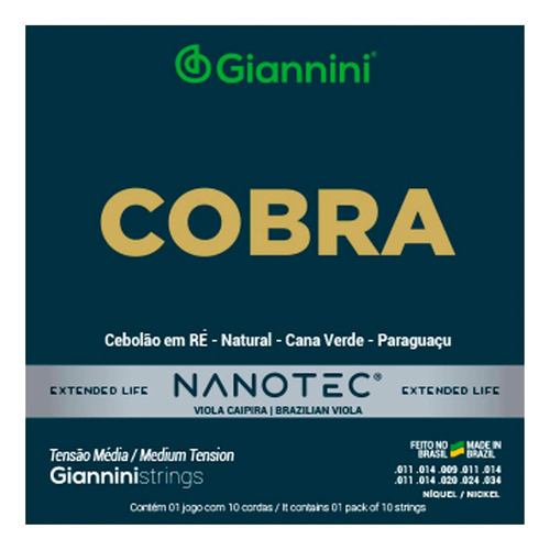 Encordoamento Giannini Cobra Nanotec Gesvnm P/ Viola Níquel