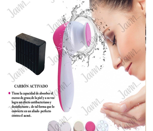 Cepillo De Limpieza Facial 5 En 1 Con Jabón Carbón Activado.