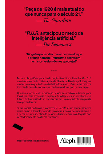R.u.r: Os Robôs Universais De Rossum, De Karel Apek. Editorial Aleph, Tapa Dura, Edición 1, 2024