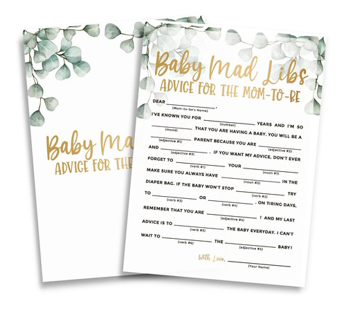 Baby Mad Libs Advice For The Mom-to-be 30 Tarjeta Juego