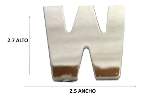 Emblema Letra  W  Cromado Tamaño 2,5 Ctms Ancho X 2,7 Alto