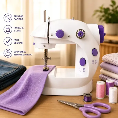 Mini Máquina De Costura Elétrica Portátil Compacta Com Pedal Para Us