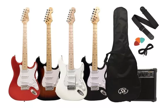 Combo Guitarra Eléctrica Sx Stratocaster Amplificador Funda