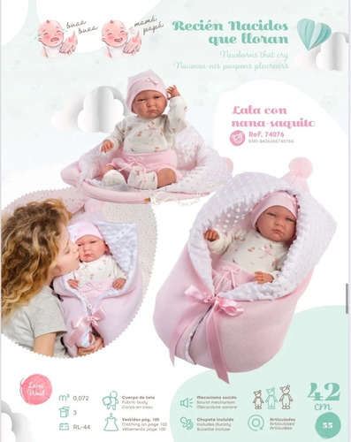 Muñeca Real Llorona Lala 42cm Bebe Reborn Llorens España