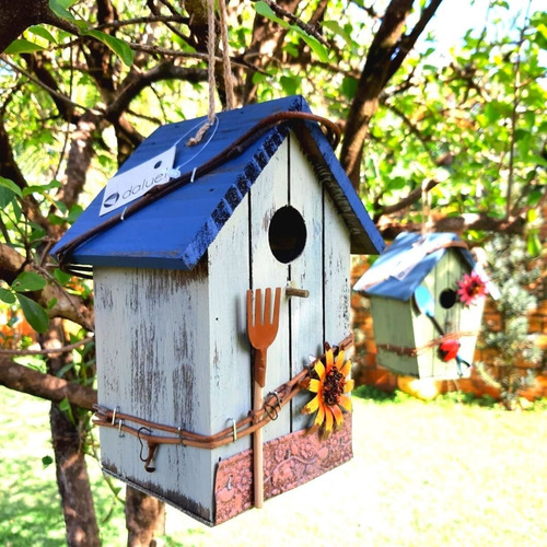 Casinha De Passarinho Madeira Decorativa Girassol