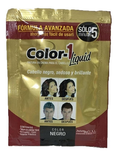 Tintura Liquida Color 1 Sachet 30ml - Kg a $250