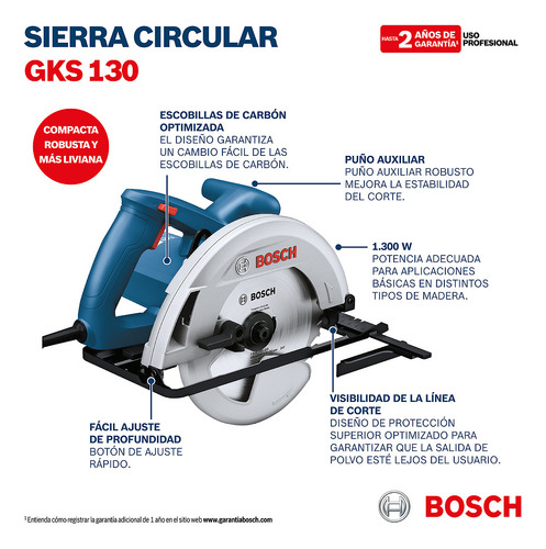 Sierra Circular Bosch Gks 130 220v Con 1 Disco De Corte 24d