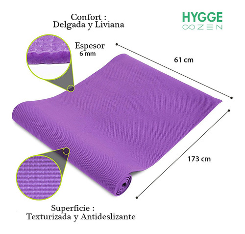 Imagen 2 de 10 de Pack X12 Mat Yoga Pilates Antideslizante Pvc 6mm + Correa