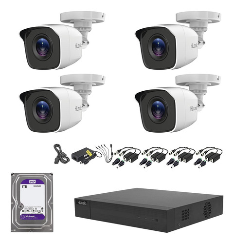 Kit Video Vigilancia 4 Cámaras Hikvision 1080p 1 Tb Purple 