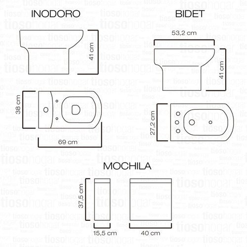 Sanitarios Piazza Taormina Inodoro Tapa Mochila Bidet Envio
