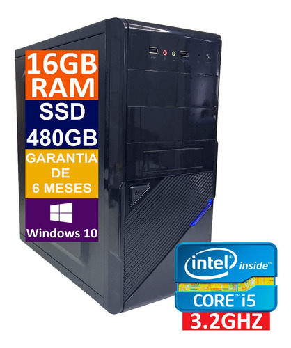 Imagem 1 de 5 de Pc Computador Cpu Core I5 Ssd 480gb / 16gb Ram / Fonte 500w