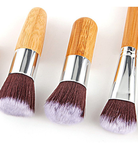 Set De Brochas De Maquillaje 11 Piezas Mango De Bambú