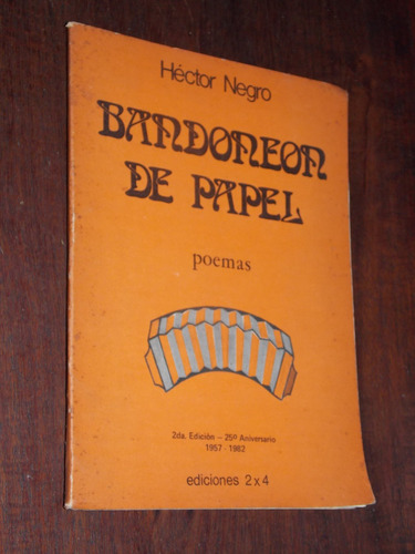 Hector Negro Bandoneon De Papel Firmado Dedicado 1982