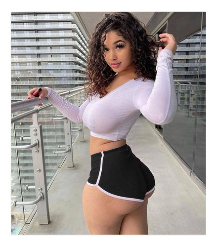 Pantalones Cortos De Cadera Sexy Elásticos Para Mujer