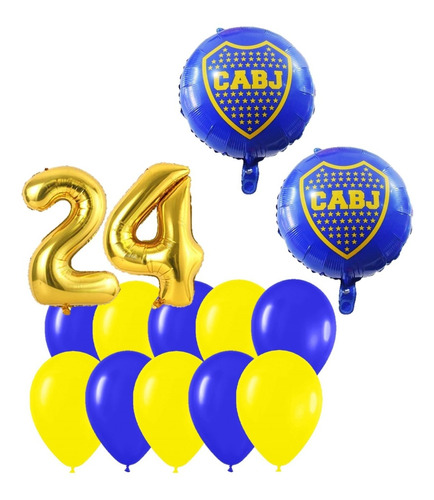 Globos Metalizados Boca Juniors 2+ Numero 40 Cm 2+ Globos 10