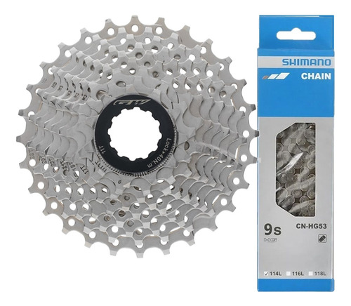 Pacha Cassette Gw 9v 11-28 + Cadenilla Shimano Hg53 Biciclet