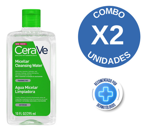 Combo X2 Cerave Agua Micelar Hidratante 295ml