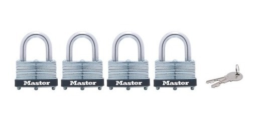 Master Lock 9140EURQNOP Lote de Candados para Bodegas Plata 40mm Set de 4 Piezas 