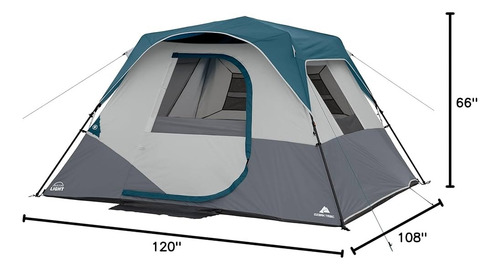 Casa De Campaña 6 Personas Instantanea Con Luz Ozark Trail Azul Acero (Usado)