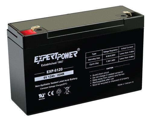Bateras Selladas De Cido De Plomo Expertpower 6 V 12 Ah, Exp