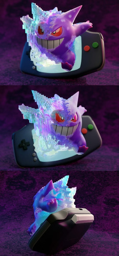 Pokemon Gengar Gameboy Archivo Stl Para Impresión 3d