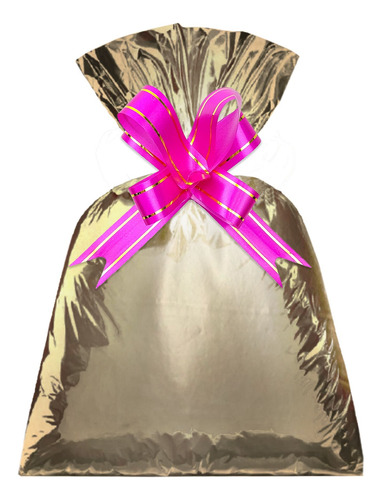50 Unidades - Saco De Presente 30x44cm Ouro Fosco