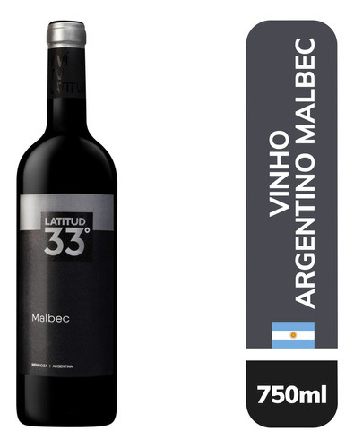 Vinho Argentino tinto seco Latitud 33º Malbec 750ml