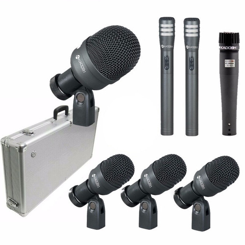 Kit Jogo 7 Microfone Bateria Kadosh K-7 Slim Case Igreja