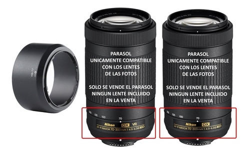 Imagen 1 de 8 de Parasol Para Nikon Hb-77 Af-p Dx 70-300mm F/4.5-6.3g Ed/vr