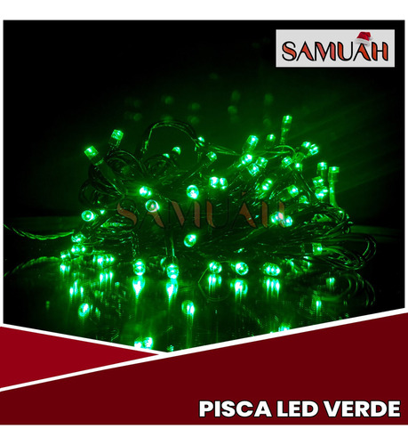 Pisca Pisca Led Natal 100 Led 10 Mts 8 F Todas Cores 127v Cor das luzes Verde - Fio verde 220V