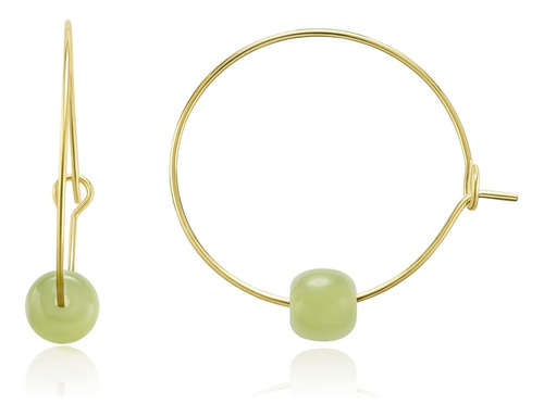 Aretes De Jade Mujeres Grandes De Oro De 14k Llenos De ...