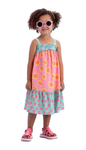 Imagem 2 de 4 de Vestido Infantil Colorido Mon Sucré Florido Sunday 21080