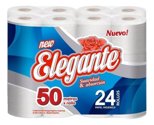 Papel Higienico Elegante 50 Metros X 24 Un Blanco Premium