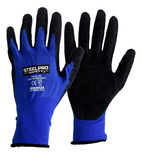 Guante Multiflex Polyester Látex Abrasión 1 Par Steelpro