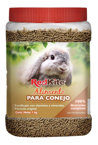Bote Alimento Para Conejos  Red Kite 1 Kg 100% Nutricional