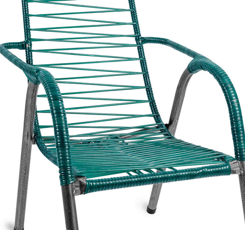 Kit 2 Cadeiras De Cordinha Fio Pvc Alpendre Aço Varanda Poltrona Luxo Área Reforçada Cor Verde Comprelar