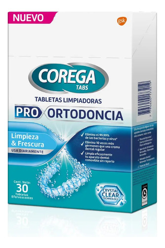 Corega Tabs Pro - Ortodoncia Eferv X30 Tabletas