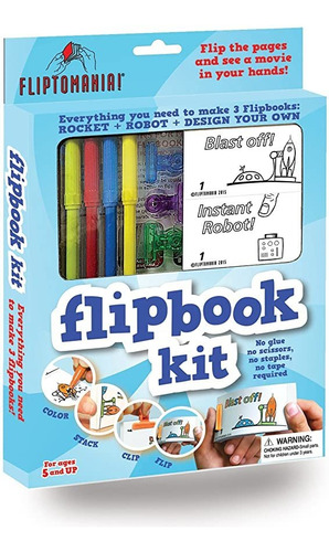 Fliptomania Flipbook Animación Kit - Rocket Y Robot