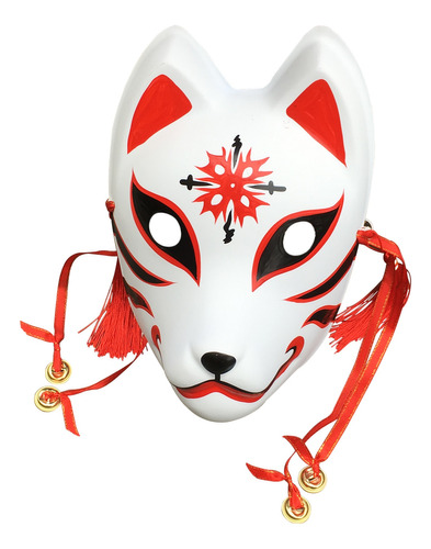 Máscara Japonesa Kitsune Fox Anbu, Pintada A Mano