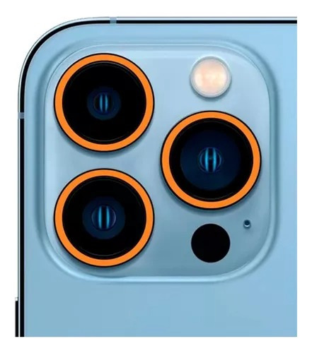 Imagen 1 de 3 de Vidrio Templado Camara Para iPhone 11 / 12 / 13 Naranja Neon