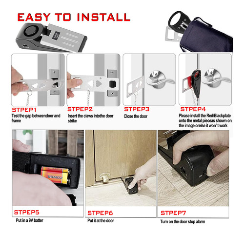 Cerradura De Puerta Portátil Y Alarma De Tope De