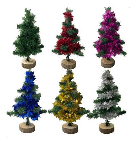 Imagen 5 de 10 de Arbol De Mesa C/base Tronco De Navidad 40cm Alto Decoracion