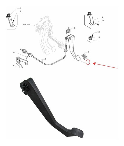 Imagem 2 de 6 de Pedal Embreagem Fiat Ducato 2.3 Multijet 1307107080