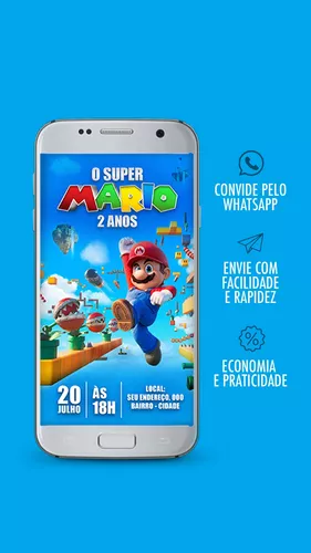 Convite Virtual Arte Digital Super Mario Bros o Filme