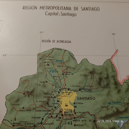 Mapa Región Metropolitana 34x25cm. Imp. 1976 (Usado)